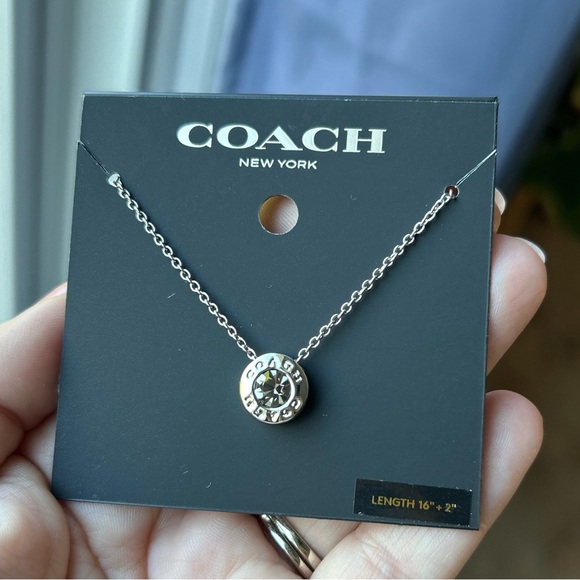 NWT Coach Silver Gem Necklace with Delicate Chain - Picture 4 of 4